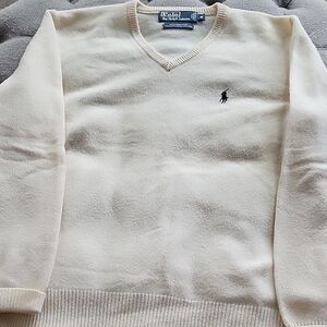 Polo by Ralph Lauren Men's Off-White V-Neck Sweater